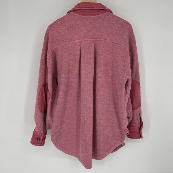 Free People Ruby Jacket Pink Oversized Distressed Elbow Patches Comfy - Picture 9 of 12